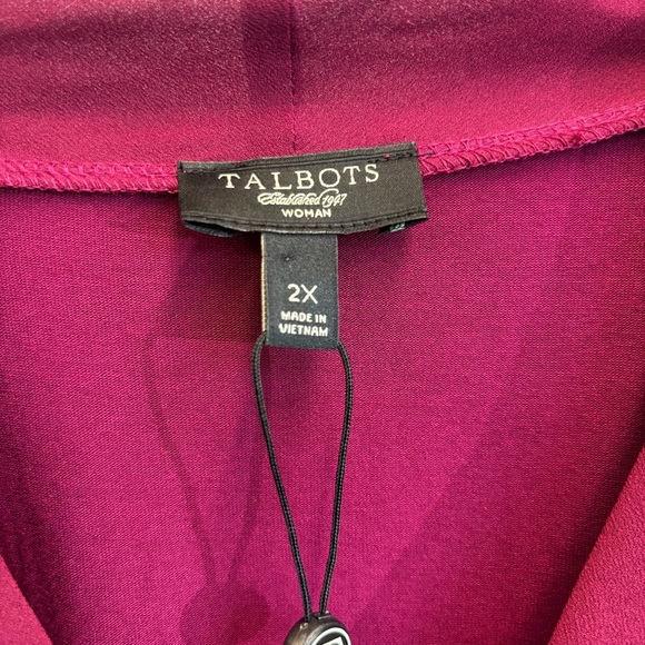 NWOT Talbots 2X Top Short Sleeve V-Neck Tie Pink - Picture 4 of 9
